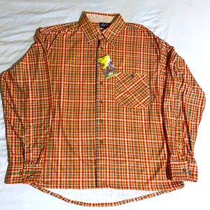 🟢 Brand new crane sports outdoors hiking plaid mikrofleece longsleeve button up